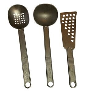 VTG T-Fal Black Nylon Kitchen Utensil Set Spatula Ladle Slotted Spoon 3pc